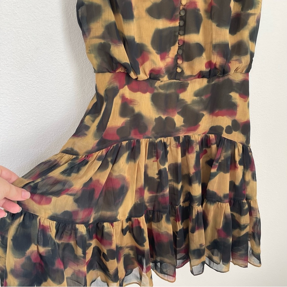 TED BAKER DRESS ELVINIA ANIMAL PRINT BUTTON UP GGT MINI DRESS BROWN. Size 2 - Picture 8 of 12